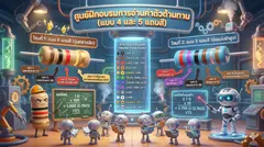 Infographic ป้ายการฝึกอ่านค่าตัวต้านทานแบบ 4 สีและ5แถบสี