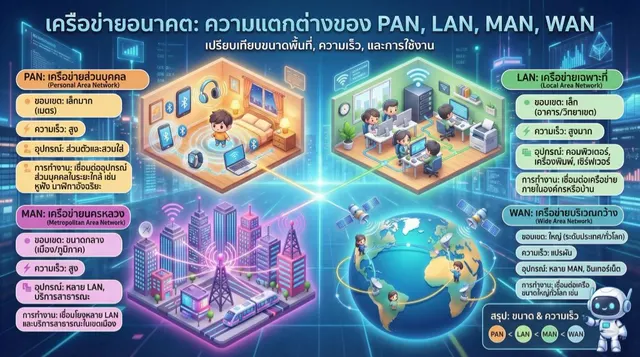 Infographic ความแตกต่างของประเภทเครือข่าย