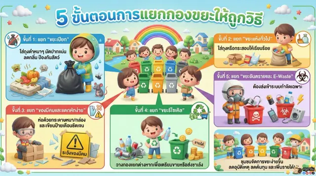 Infographic 5 ขั้นตอนแยกขยะ
