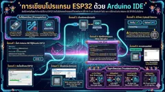 Infographic การเขียนโปรแกรม Esp32 ด้วย Arduino IDE