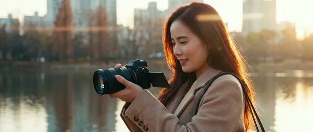 ภาพผู้หญิง ถือกล้อง