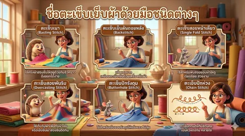 ชื่อตะเข็บเย็บผ้าด้วยมือชนิดต่างๆ 