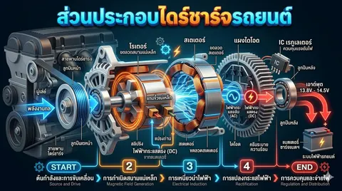 ส่วนประกอบไดร์ชาร์จรถยนต์