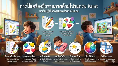 การวาดภาพด้วยโปรแกรม Paint