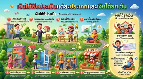 เงินได้พึงประเมินแต่ละประเภทและเงินได้ยกเว้น