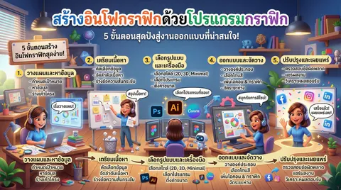 การสร้างอินโฟกราฟิกด้วยดปรแกรกราฟิก