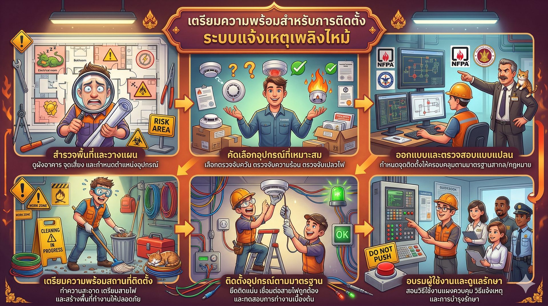 เตรียมความพร้อมสำหรับการติดตั้งระบบแจ้งเหตุเพลิงไหม้