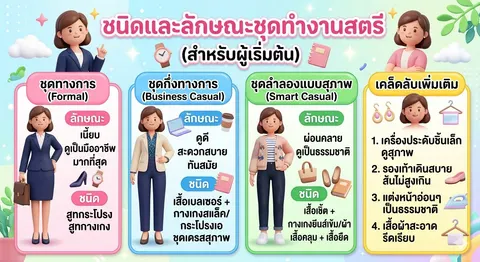 ชนิดและลักษณะชุดทำงานสตรี