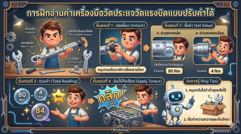 การฝึกอ่านค่าเครื่องมือวัดประแจวัดแรงบิดแบบปรับค่าได้