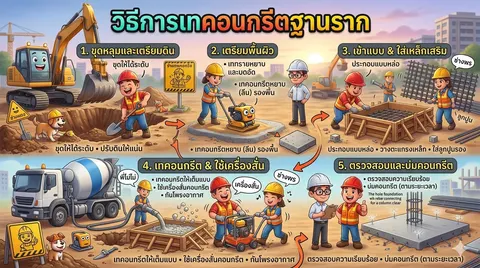 Infographic การเทคอนกรีตฐานราก