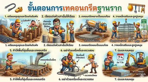 infographic งานเทคอนกรีตฐานราก