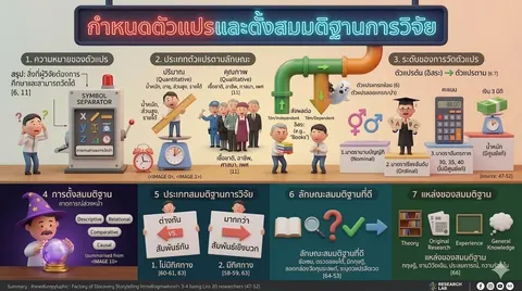 กำหนดตัวแปรและตั้งสมมติฐานการวิจัย