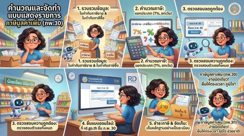 คำนวณและจัดทำแบบแสดงรายการภาษีมูลค่าเพิ่ม