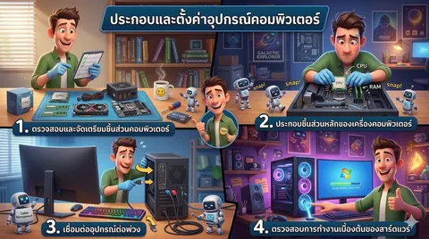 ประกอบและตั้งค่าอุปกรณ์คอมพิวเตอร์