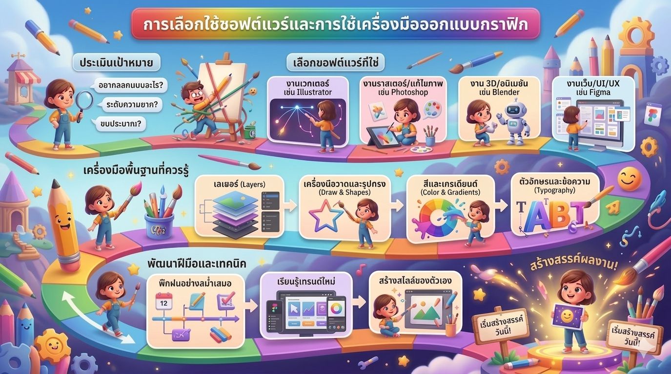 การเลือกใช้ซอฟต์แวร์และเครื่องมือออกแบบกราฟิก