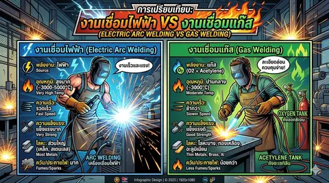 ข้อแตกต่างของ งานเชื่อมไฟฟ้าและงานเชื่อมแก๊ส
