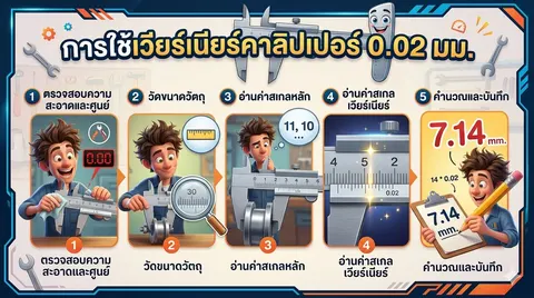 การใช้เวียร์เนียร์คาลิปเปอร์ 0.02