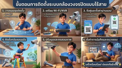 ขั้นตอนการติดตั้งระบบกล้องวงจรปิดแบบไร้สาย