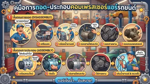 การถอด-ประกอบคอมแอร์รถยนค์