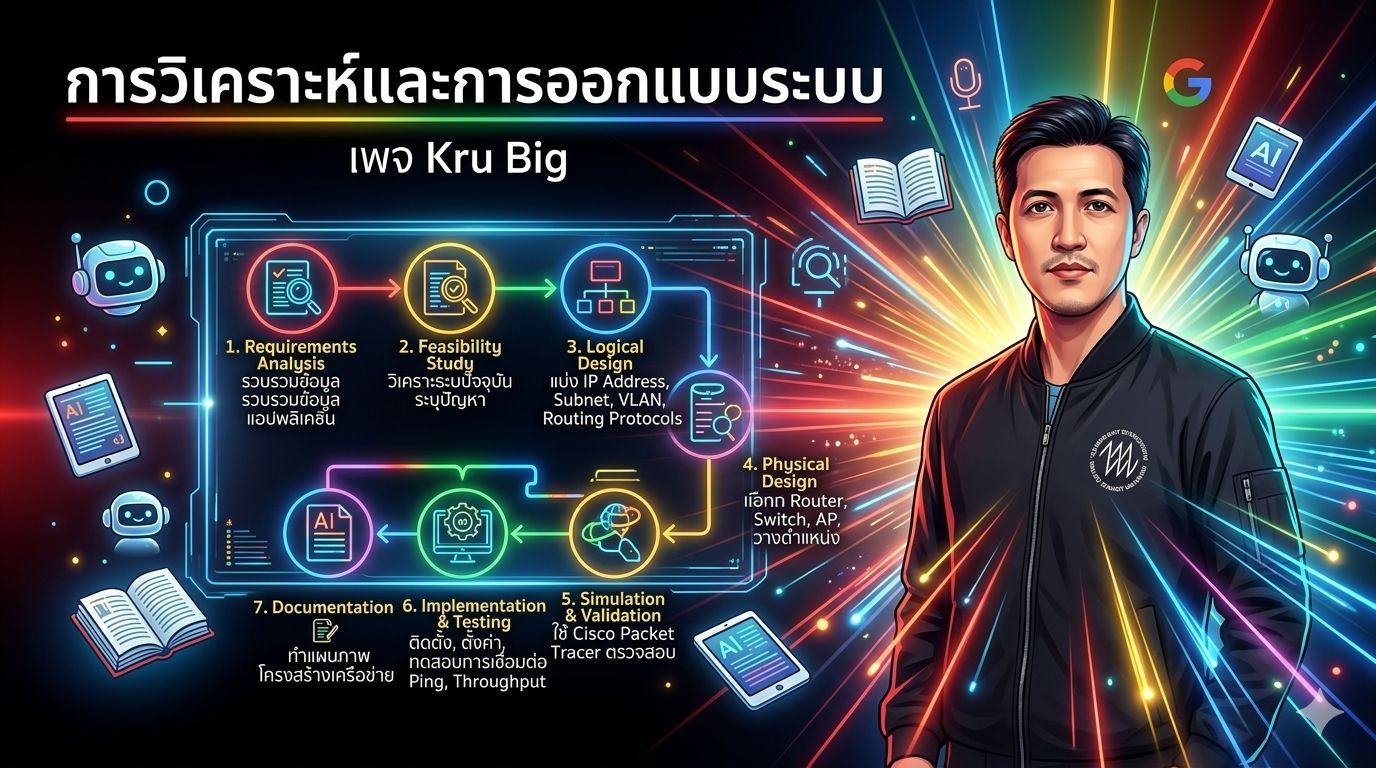 สร้างโปสเตอร์ แนวนอน หัวข้อ “การวิเคราะห์และการออกแบบระบบ”