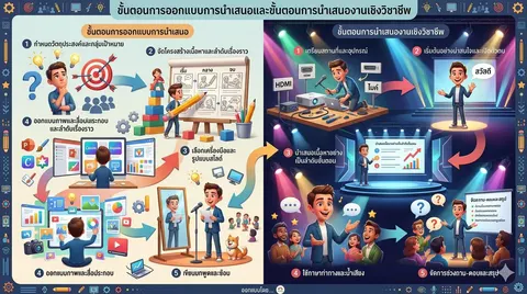 ขั้นตอนการออกแบบการนำเสนอและขั้นตอนการนำเสนอเชิงวิชาขีพ