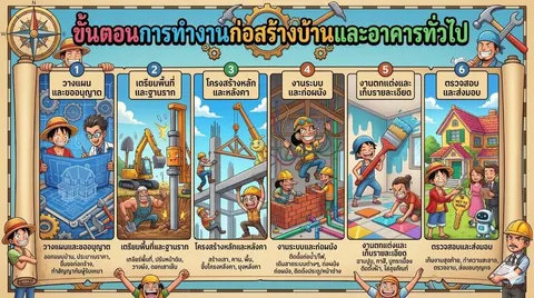 ขั้นตอนการทำงานก่อสร้างบ้านและอาคารทั่วไป