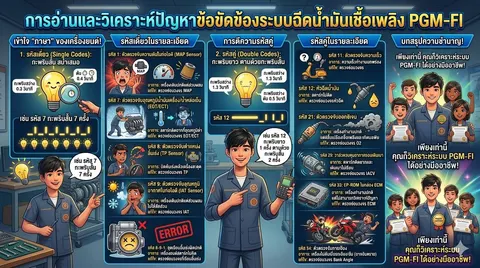 การอ่านรหัสและวิเคราะห์ปัญหาข้อขัดข้องระบบฉีดน้ำมันเชื้อเพลิง PGM-FI