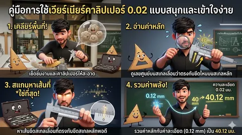 การใช้เวียร์เนียร์คาลิปเปอร์ 0.02