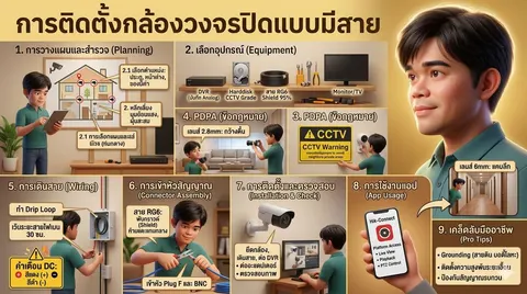 การติดตั้งกล้องวงจรปิดแบบมีสาย