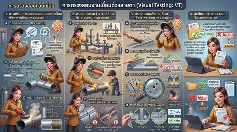 การตรวจสอบงานเชื่อมด้วยสายตา (Visual Testing: VT) 