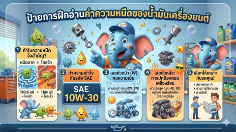 ป้ายการฝึกอ่านค่าความหนืดของน้ำมันเครื่องยนต์ 