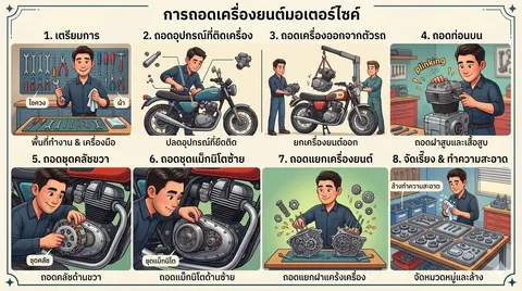การถอดเครืองยนต์มอเตอร์ไซร์