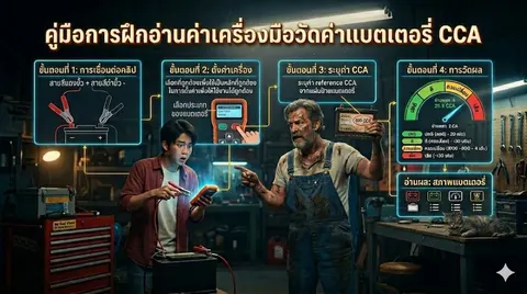 ป้ายการฝึกอ่านค่าเครื่องมือวัดค่าแบตเตอรี่ CCA 