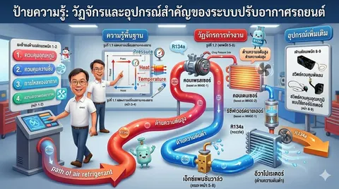วัฏจักรและอุปกรณ์สาคัญของระบบปรับอากาศรถยนต์