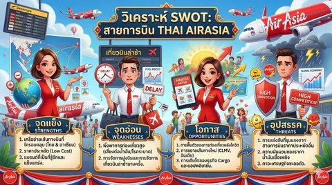 การวิเคราะห์ SWOT Analysis ของสายการบิน ไทยแอร์เอเชีย (Thai AirAsia) ณ ปี 2569