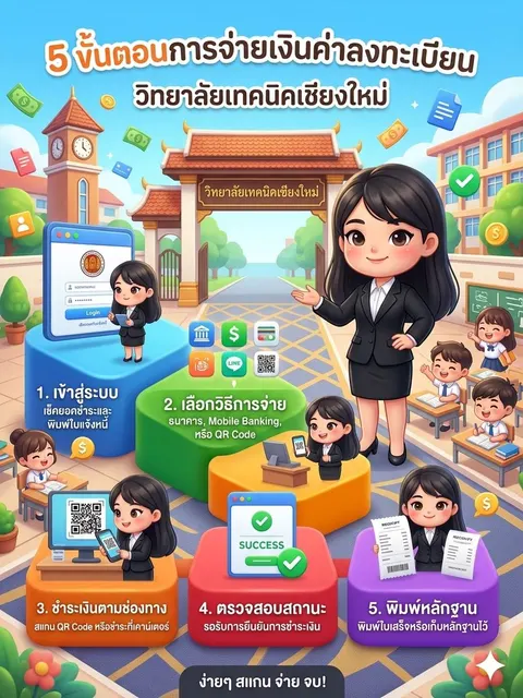 ขั้นตอนการชำระเงินค่าลงทะเบียนวิทยาลัยเทคนิคเชียงใหม่
