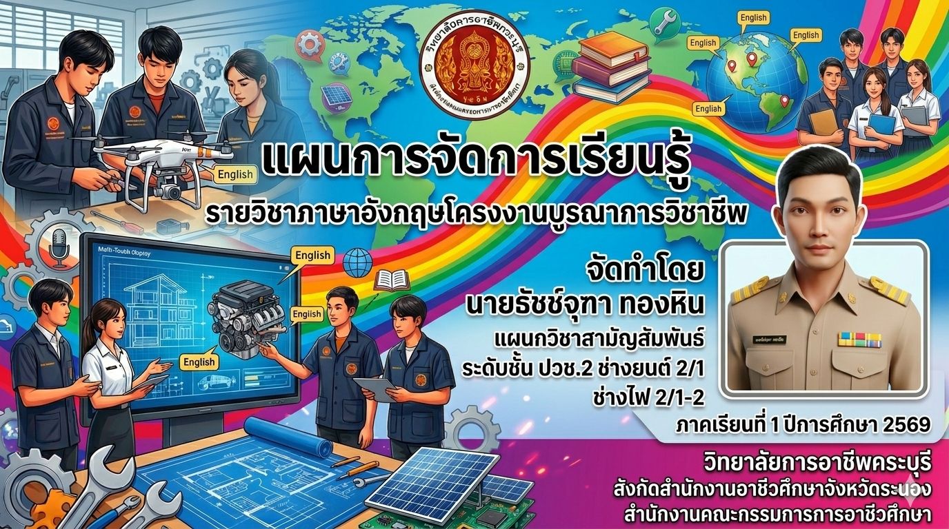 หน้าปกแผนการจัดการเรียนรู้ รายววิชาภาษาอังกฤษโครงงานบูรณาการวิชาชีพ
