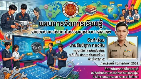 หน้าปกแผนการจัดการเรียนรู้ รายววิชาภาษาอังกฤษโครงงานบูรณาการวิชาชีพ