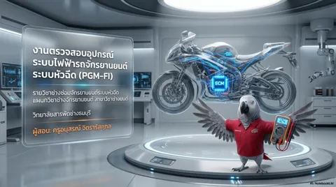 งานตรวจสอบอุปกรณ์ระบบไฟฟ้ารถจักรยานยนต์ระบบหัวฉีด