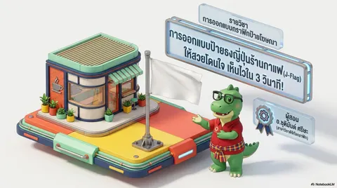 สร้างสไลด์เรื่อง "การออกแบบป้ายธงญี่ปุ่นร้านกาแฟ" 
