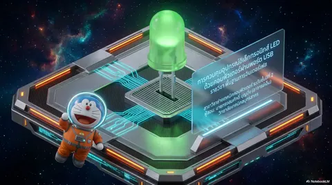 สไลด์ "การควบคุมอุปกรณ์อิเล็กทรอนิกส์ ด้วยพอร์ต usb