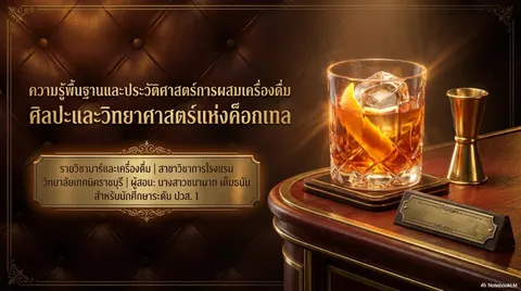  งานชิ้นที่ 2 Slide จาก NotebookLM ความรู้พื้นฐานและประวัติศาสตร์การผสมเครื่องดื่ม