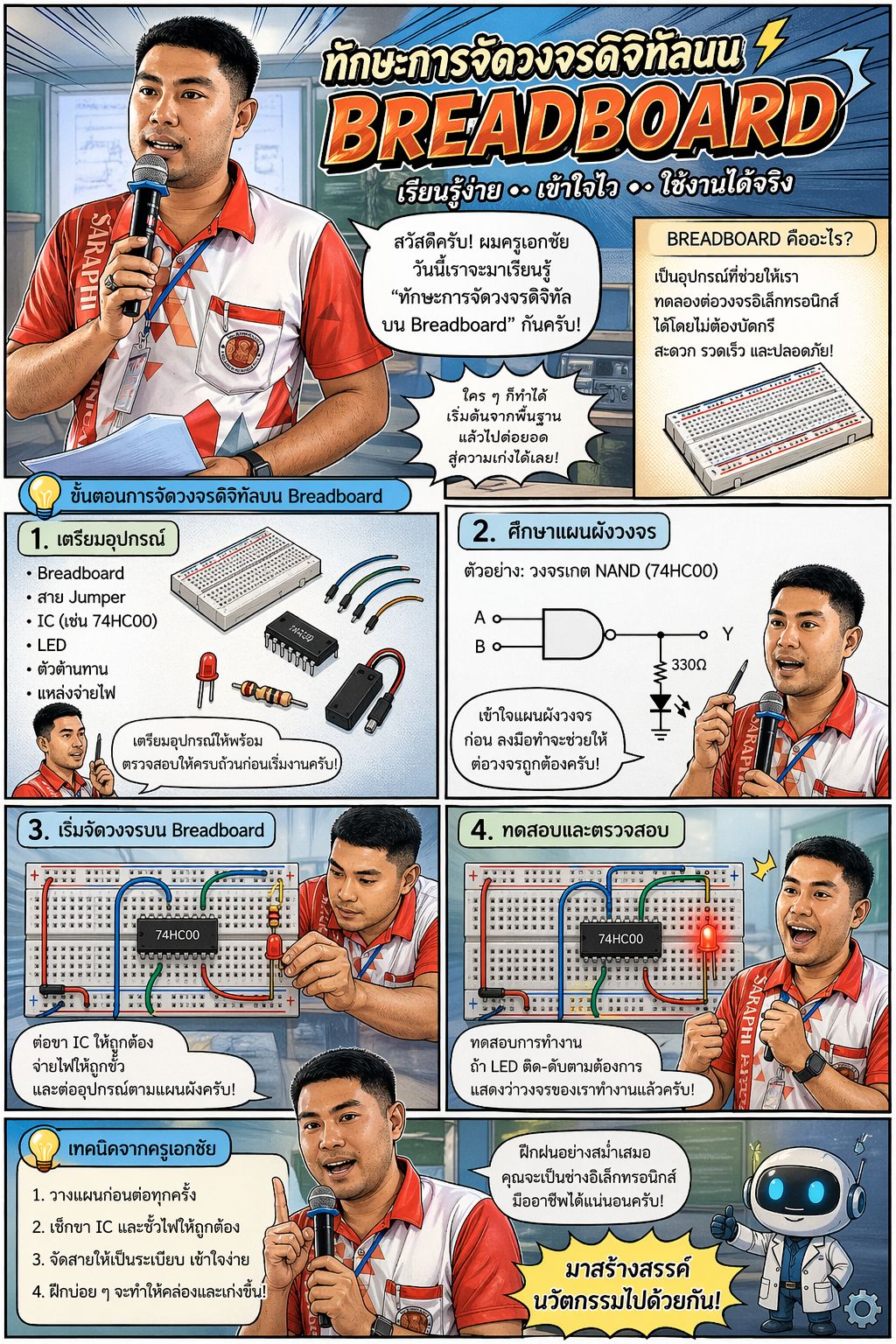 ทักษะการจัดวงจรดิจิทัลบน Breadboard ทักษะการจัดวงจรดิจิทัลบน Breadboard