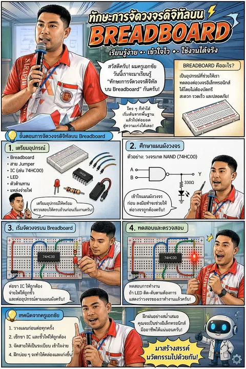 ทักษะการจัดวงจรดิจิทัลบน Breadboard ทักษะการจัดวงจรดิจิทัลบน Breadboard