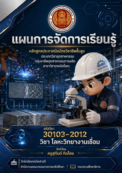 หน้าปกแผนการเรียนรู้วิชาโลหะวิทยางานเชื่อม