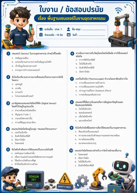 ข้อสอบ พื้นฐานเซนเซอร์ในงานอุตสาหกรรม