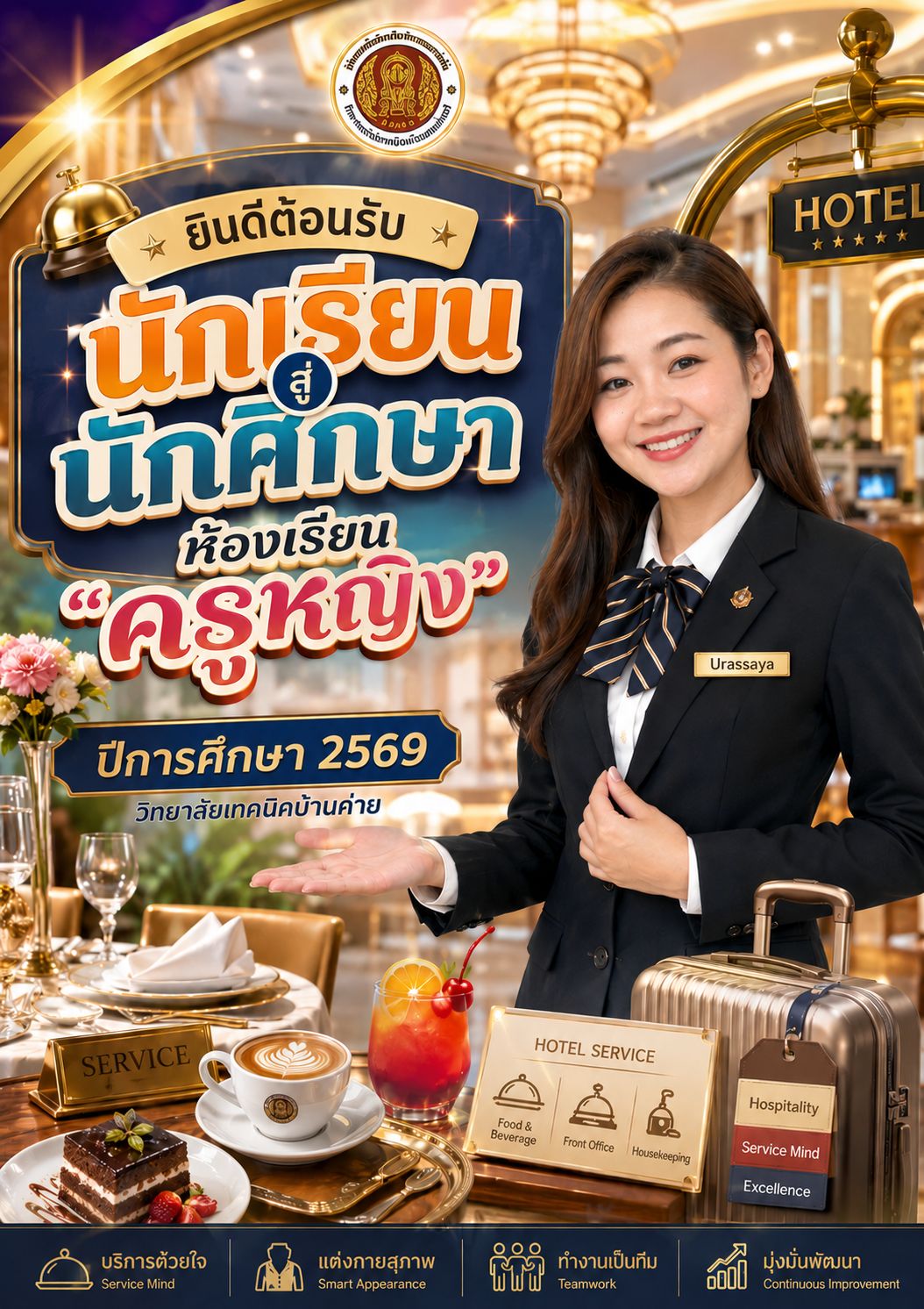 แนะนำครูในชั้นเรียน สาขาการโรงแรม ครูหญิง