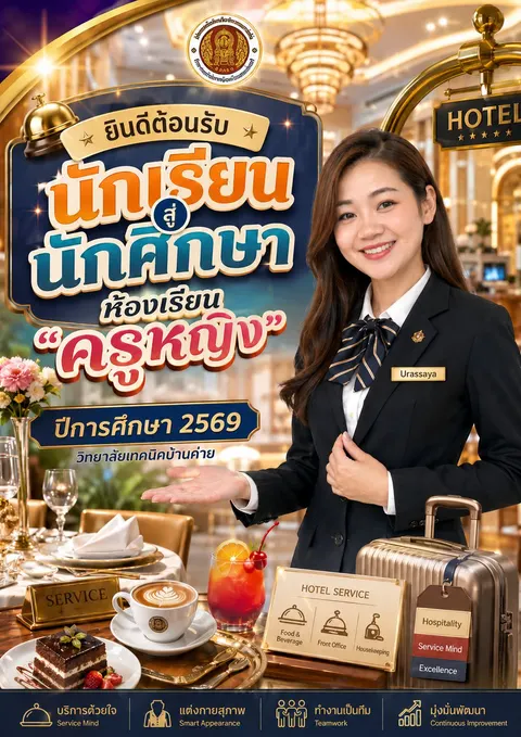 แนะนำครูในชั้นเรียน สาขาการโรงแรม ครูหญิง