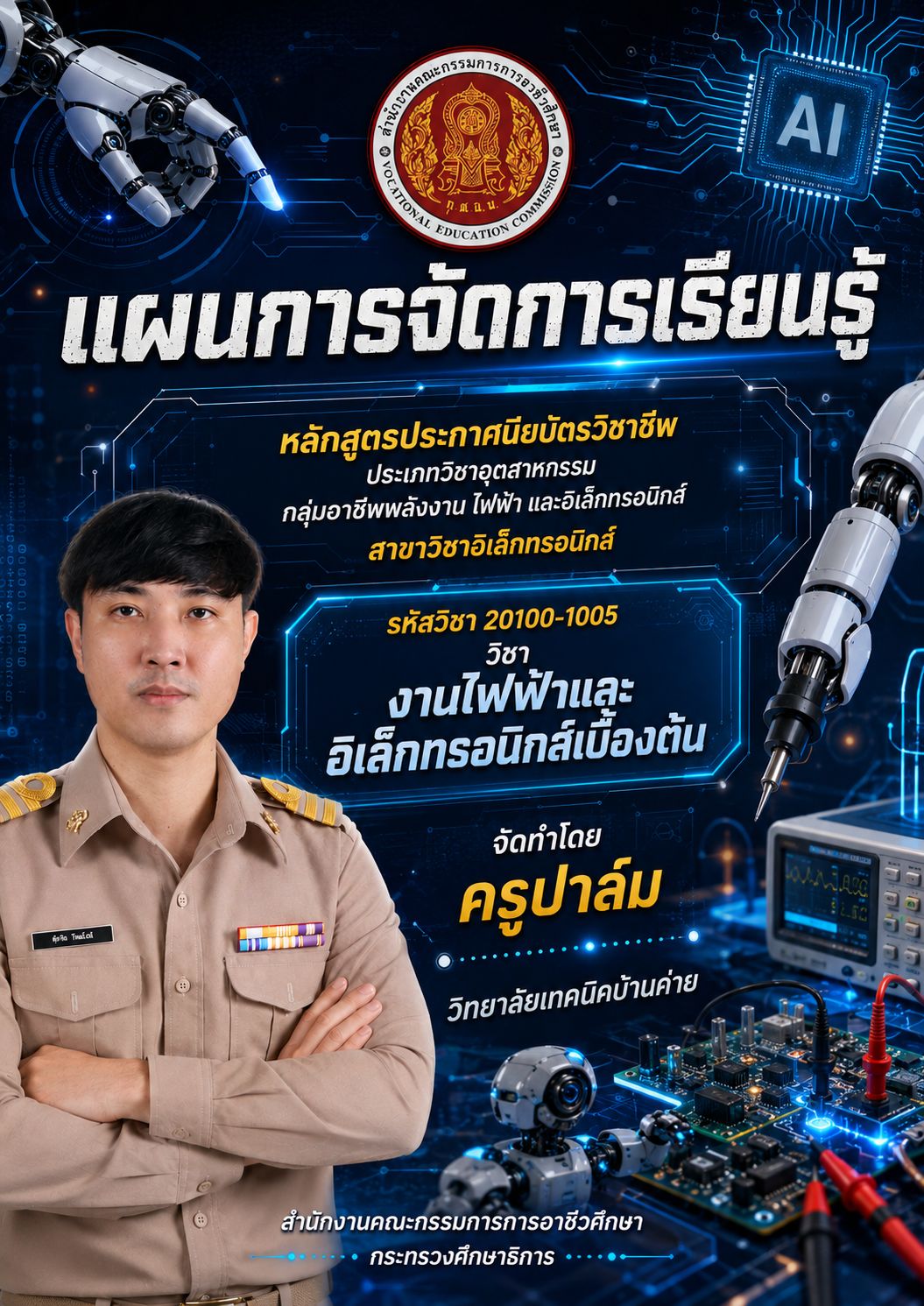 หน้าปกแผนการสอนงานไฟฟ'าและอิเล็กทรอนิกส์เบื้องต้น