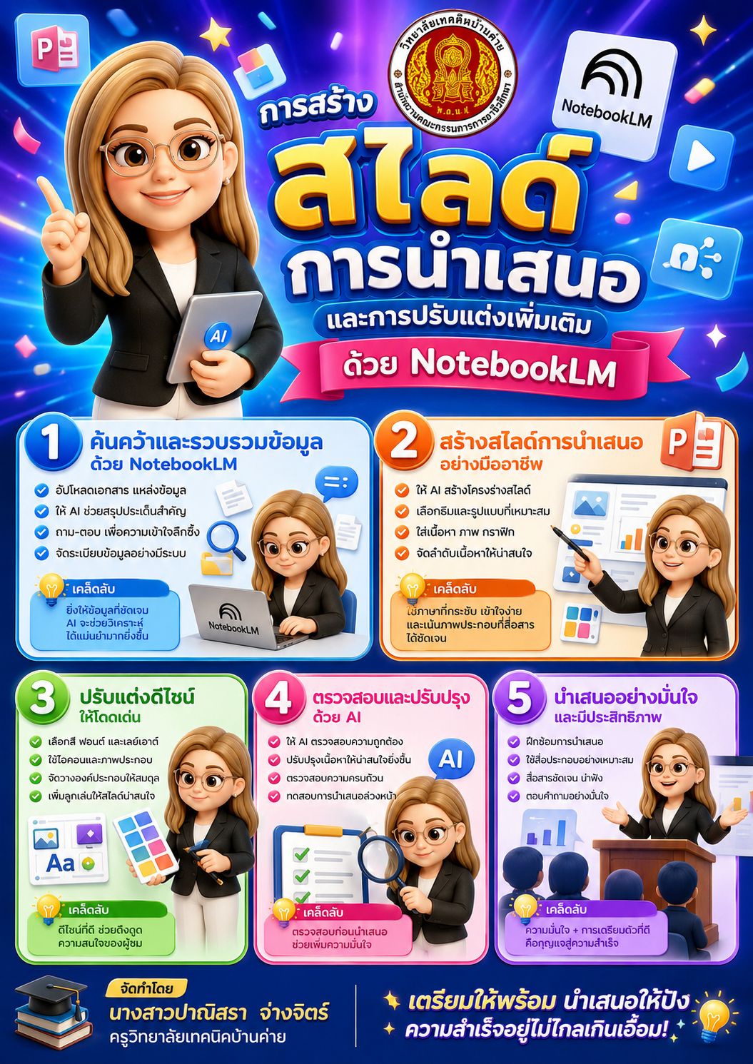 การสร้างสไลด์การนำเสนอและการปรับแต่งเพิ่มเติมด้วย NotebookLM
